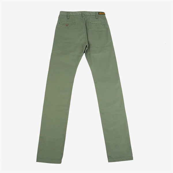 Iron Heart IH-721-OLV 9oz Mercerized Selvedge Cotton Slim Tapered Chinos - Olive Green