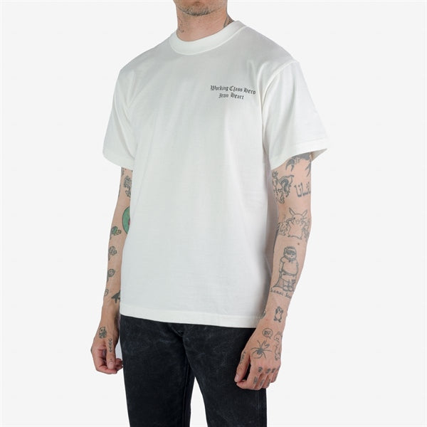 Iron Heart IHPT-2303-WHT 7.5oz Printed Loopwheel Crew Neck T-Shirt