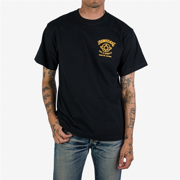 Iron Heart IHPT-2306-WHT 7.5oz Printed Loopwheel Crew Neck T-Shirt