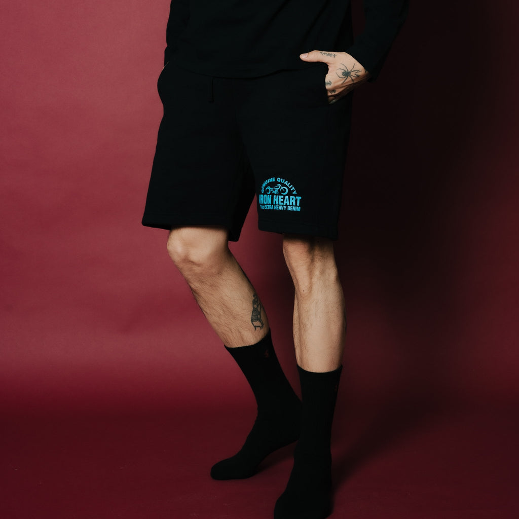 Iron Heart IHSW-50-BLK Ultra Heavy Cotton Fleece Printed Sweat Shorts