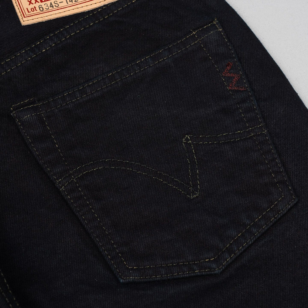Iron Heart IH-634S-142OD 14oz Selvedge Denim Straight Cut Jeans - Indigo Overdyed Black