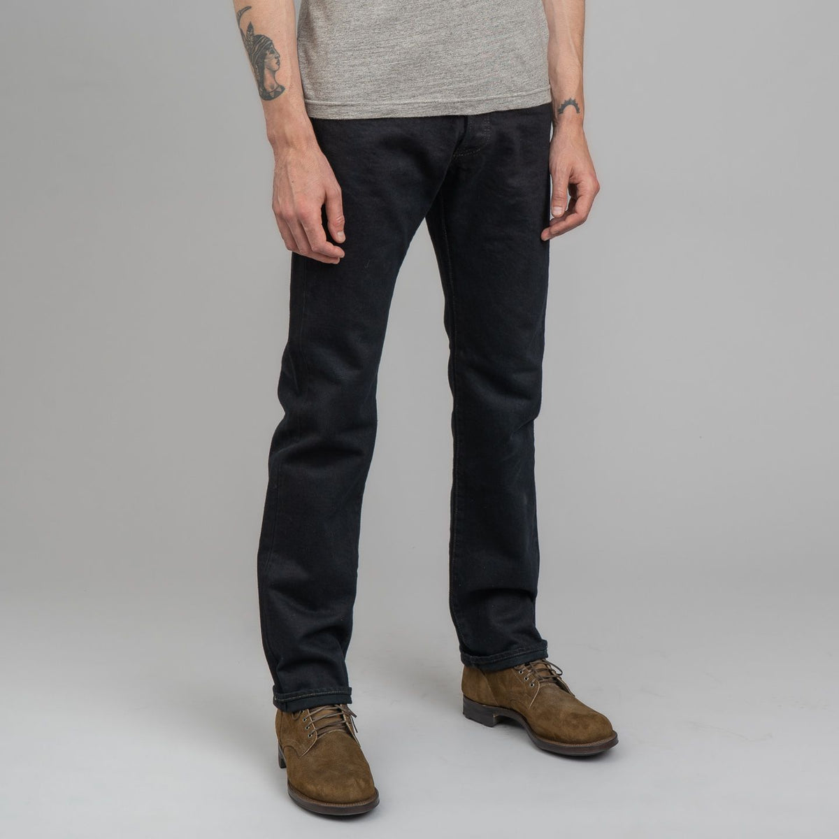 Iron Heart IH-634S-142OD 14oz Selvedge Denim Straight Cut Jeans - Indigo Overdyed Black