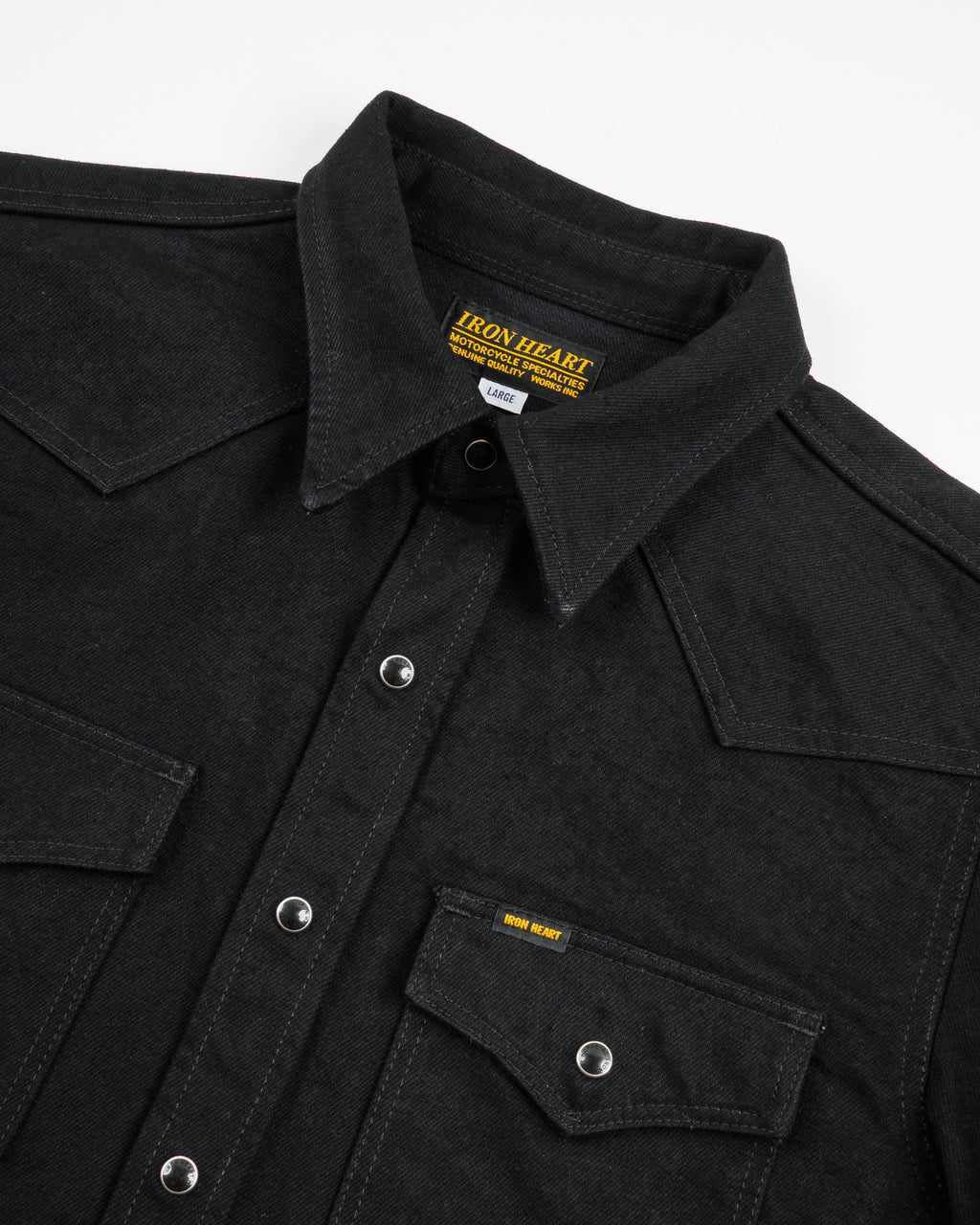 Iron Heart IHSH-295-BB 14oz Selvedge Denim Western Shirt Black/Black