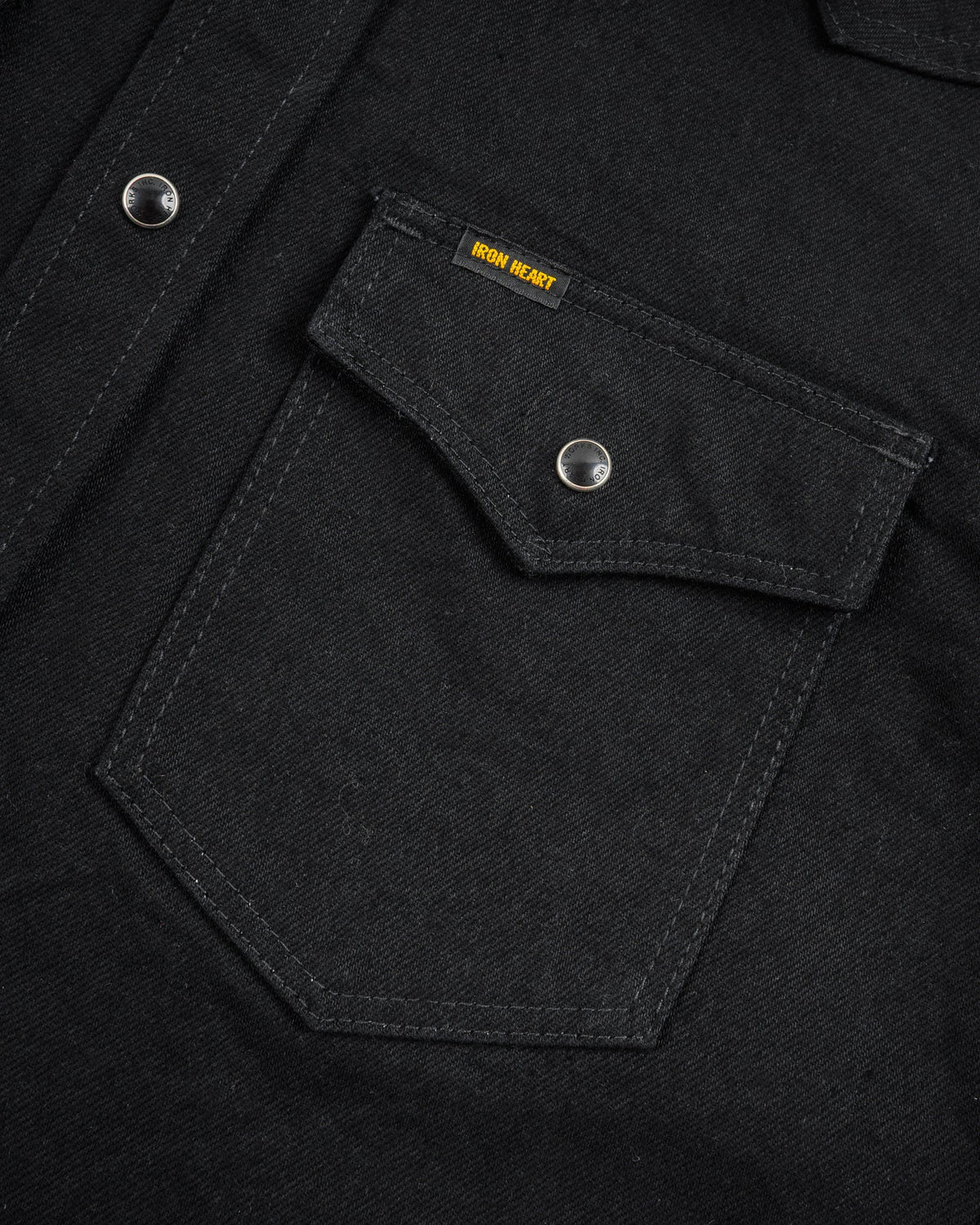 Iron Heart IHSH-295-BB 14oz Selvedge Denim Western Shirt Black/Black