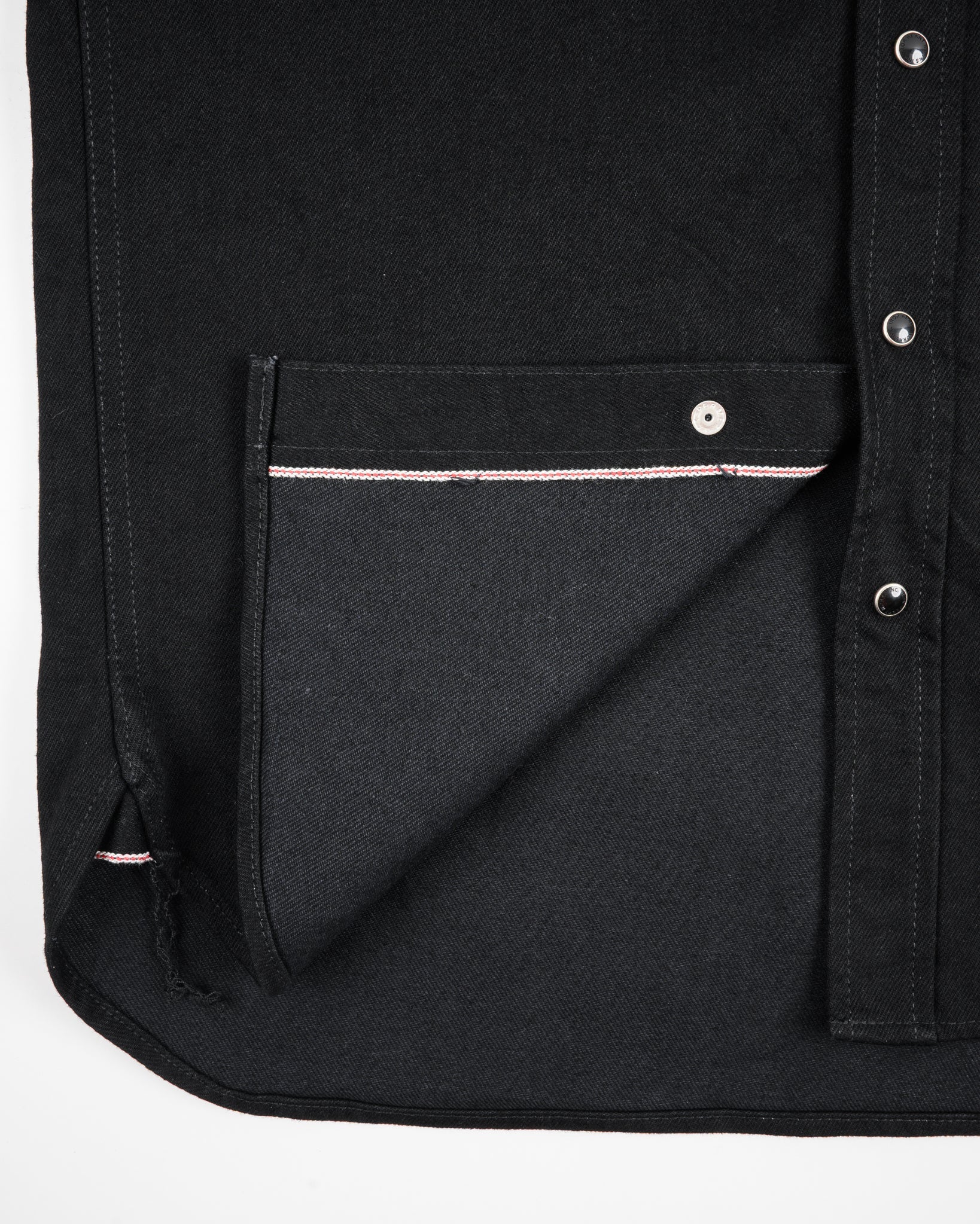 Iron Heart IHSH-295-BB 14oz Selvedge Denim Western Shirt Black/Black