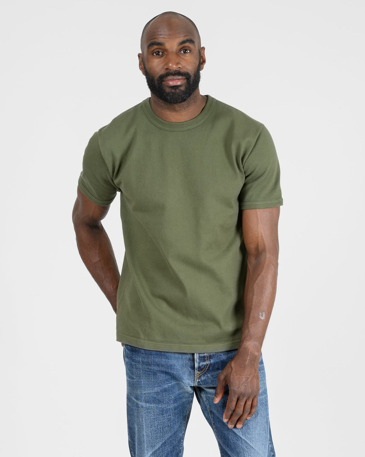 Iron Heart IHT-1600-OLV 11oz Crew Neck Short Sleeved T-Shirt