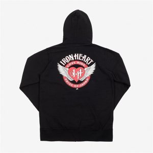 Iron Heart IHSW-66-BLK (SS23) Printed 14oz Ultra Heavyweight Loopwheel Cotton Zippered Hoodie