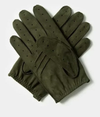 Cafe Triton Driving Gloves Suede Green Nobuck