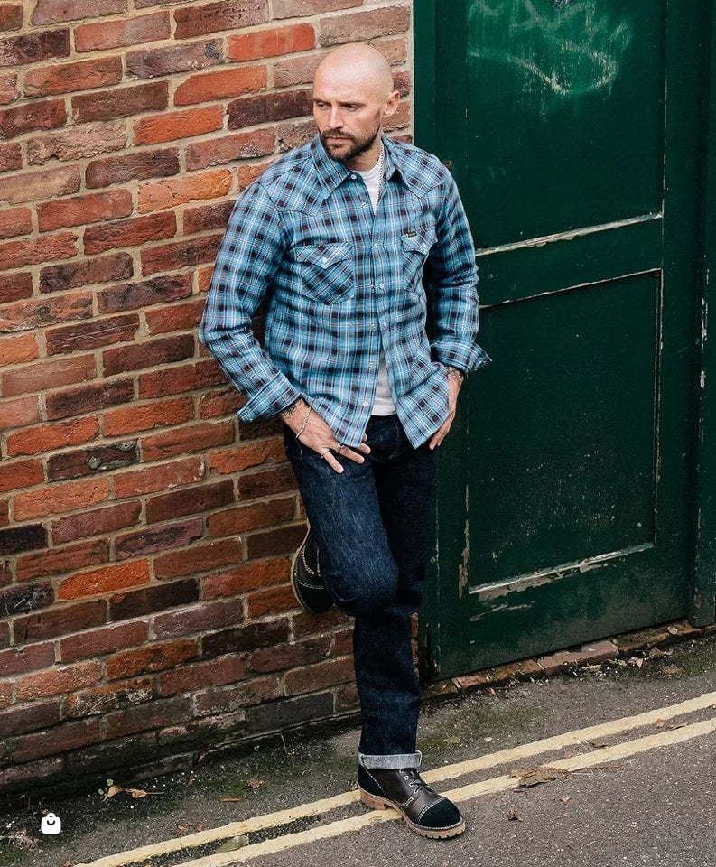 Iron Heart IHSH-333-WESTERN (FW22) Ultra Heavy Flannel Blanket Check Western Shirt