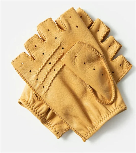 Cafe The Targa Fingerless Driving Gloves Cream