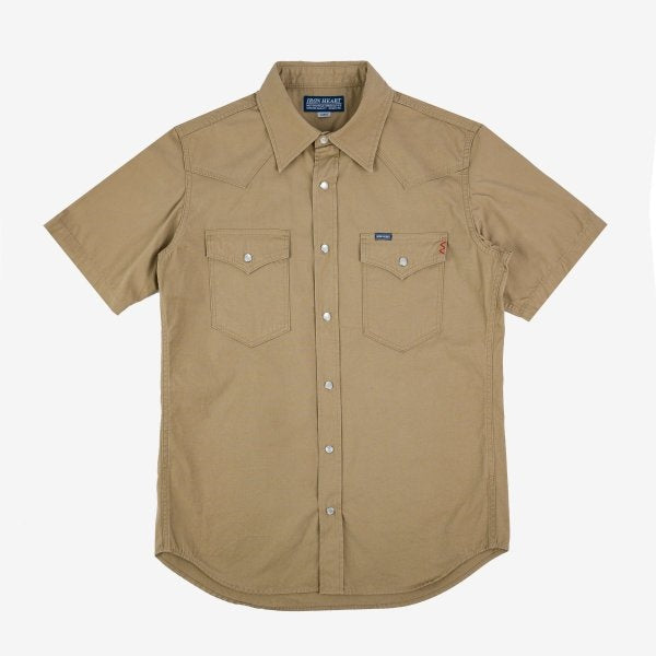 Iron Heart IHSH-387-BLK (SS24) 7oz Fatigue Cloth Short Sleeved Western Shirt