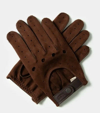 Cafe Triton Driving Gloves Suede Brown Nubuck