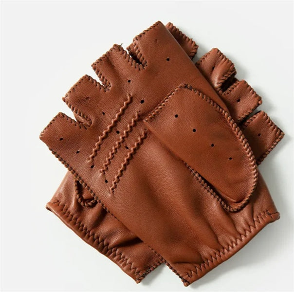 Cafe The Targa Fingerless Driving Gloves Cream