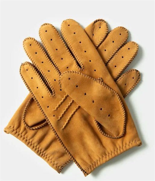 Cafe Triton Driving Gloves Suede Brown Nubuck