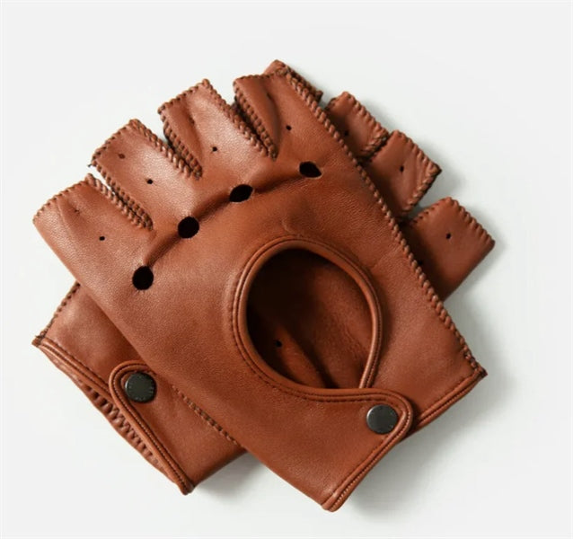 Cafe The Targa Fingerless Driving Gloves Cream
