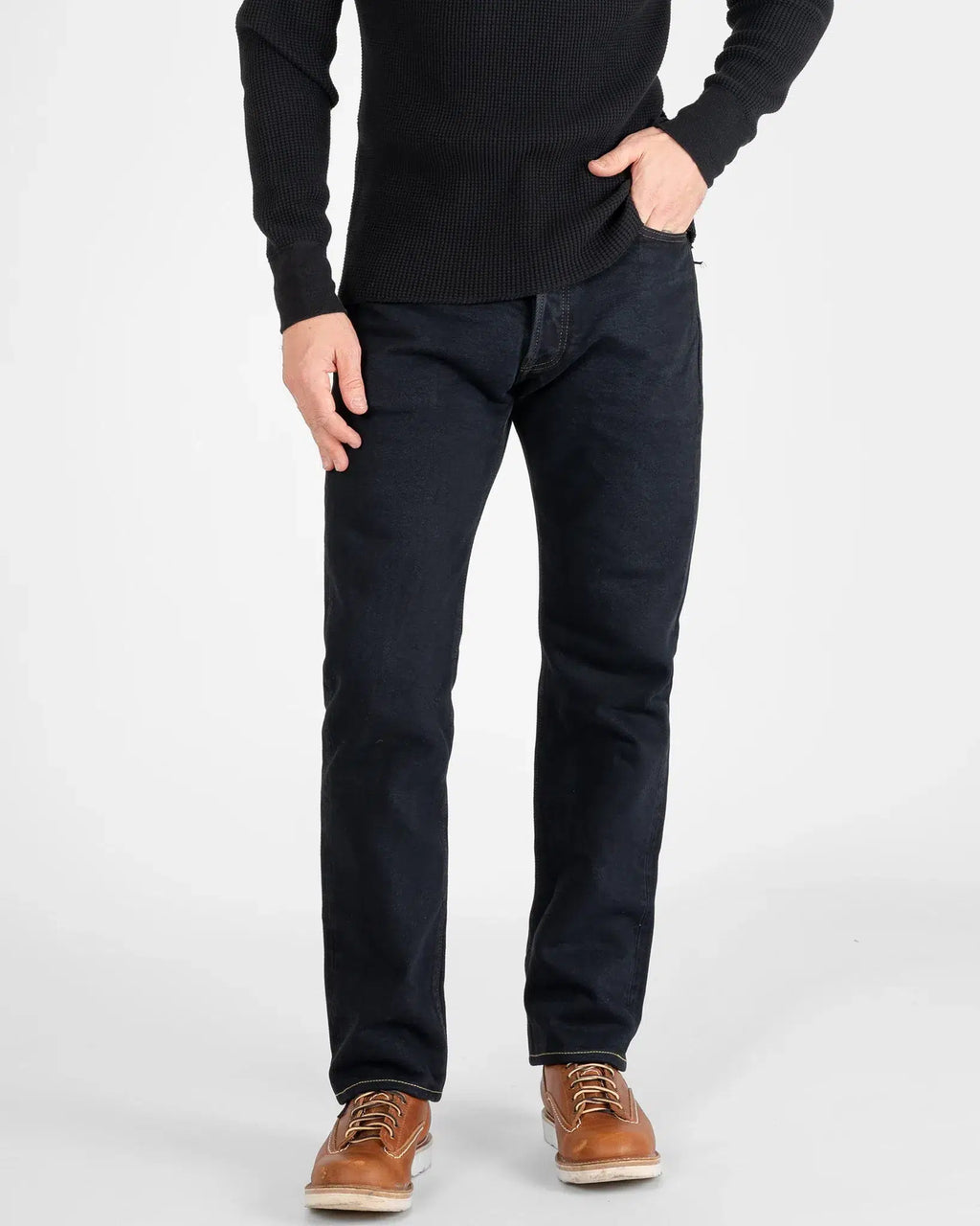 Iron Heart IH-888S-21od 21oz Selvedge Denim Medium/High Rise Tapered Cut Jeans - Indigo Overdyed Black