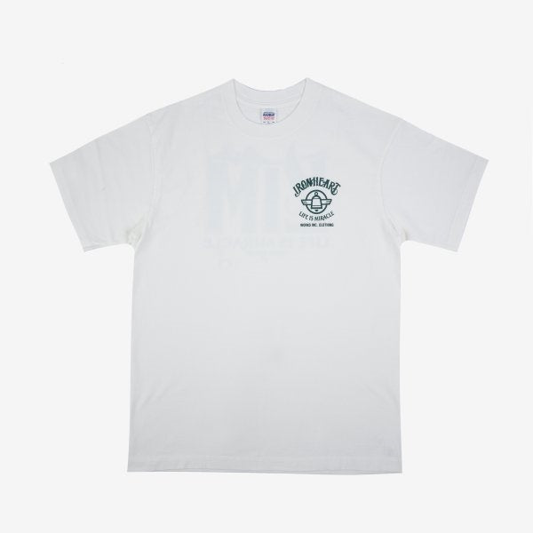 Iron Heart IHPT-2306-WHT 7.5oz Printed Loopwheel Crew Neck T-Shirt
