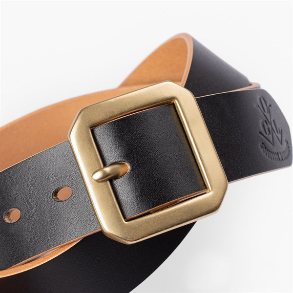 Iron Heart OGL-BELT-SPGAR - OGL Double Prong Garrison Buckle Leather Belt - Hand-Dyed Black