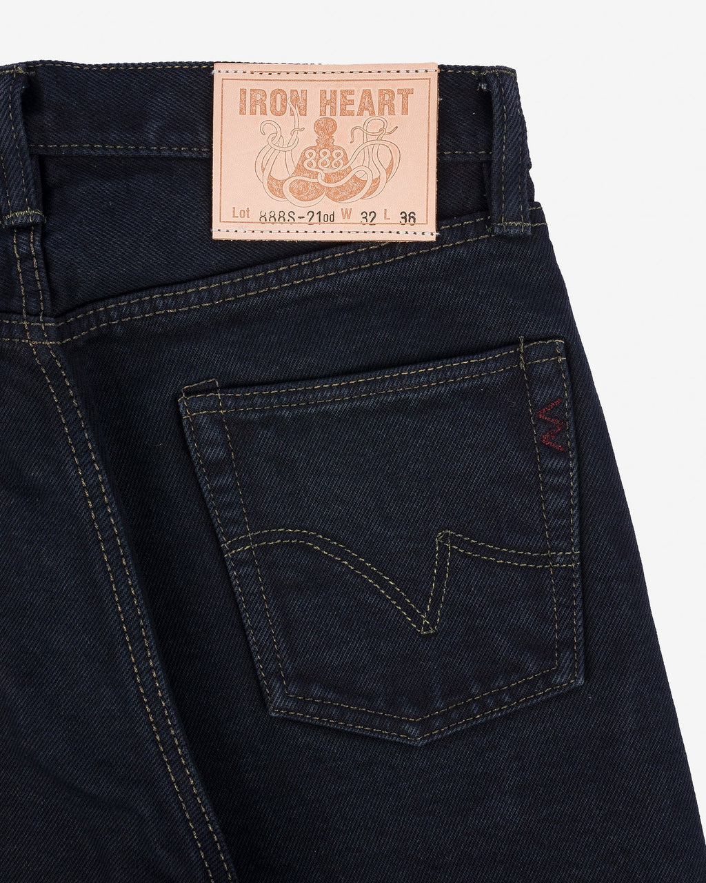 Iron Heart IH-888S-21od 21oz Selvedge Denim Medium/High Rise Tapered Cut Jeans - Indigo Overdyed Black