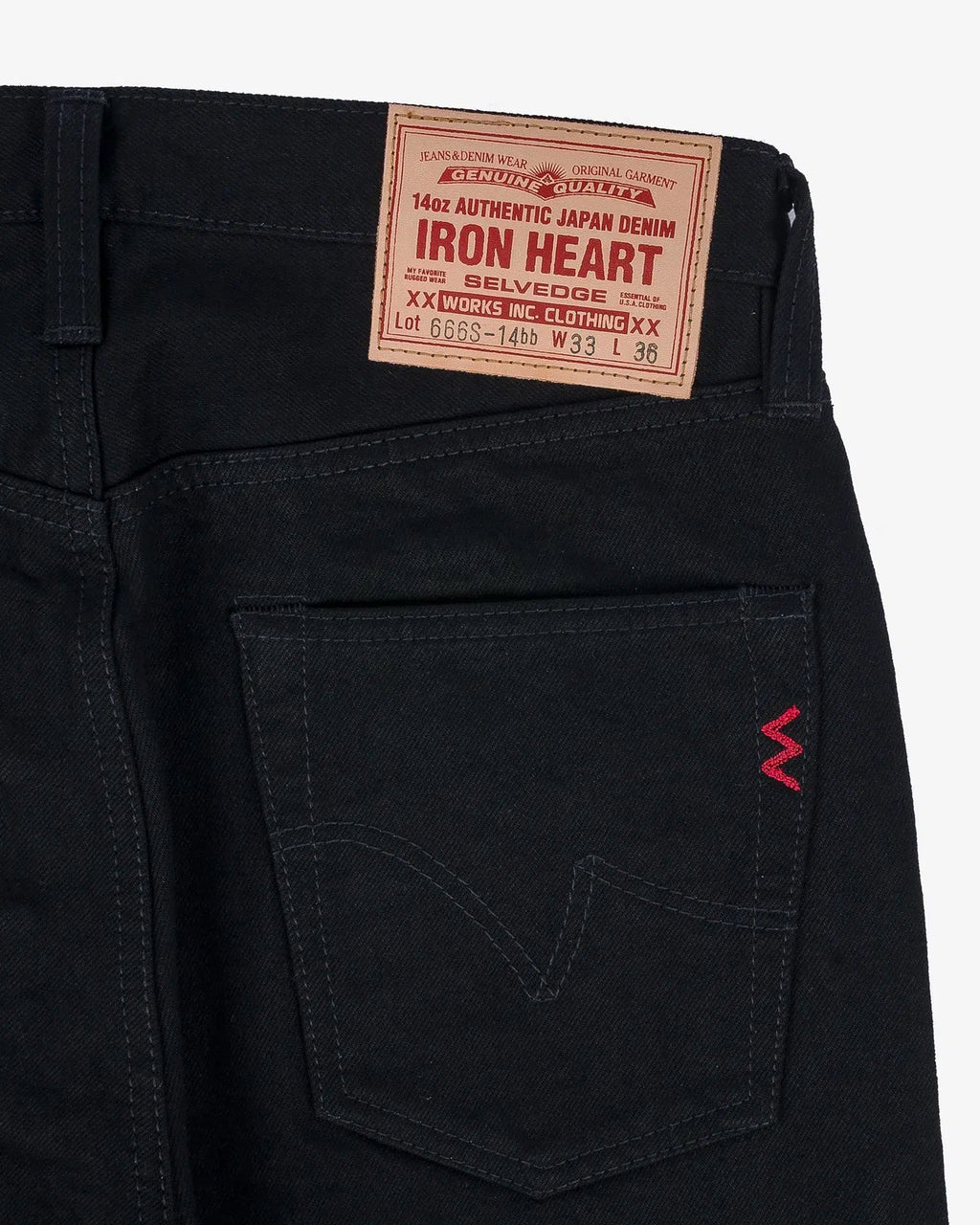 Iron Heart IH-666S-142BB 14oz Selvedge Denim Slim Straight Cut - Black/Black