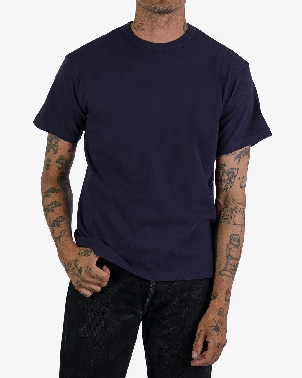Iron Heart IHT-1610-NAV 6.5oz Loopwheel Crew Neck T-Shirt With Longer Body