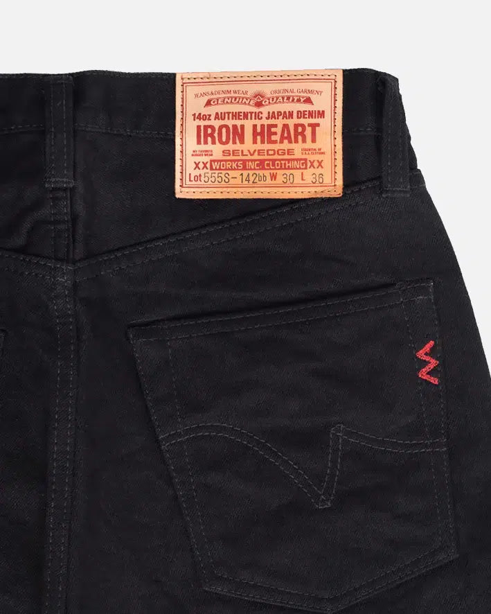 Iron Heart IH-555S-142BB 14oz Selvedge Denim Super Slim Cut - Black/Black