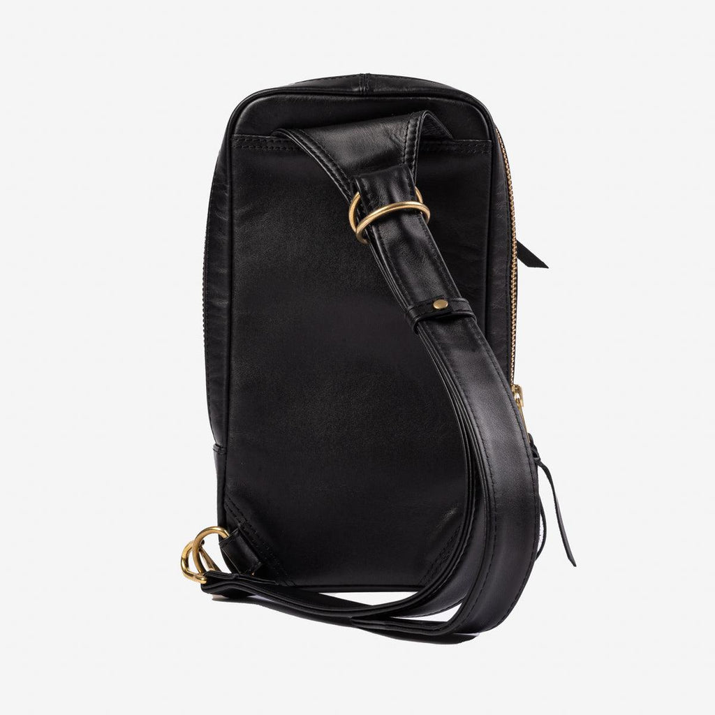 Iron Heart IHE-40 Rectangular Leather Diamond Stitched Shoulder Bag - Black
