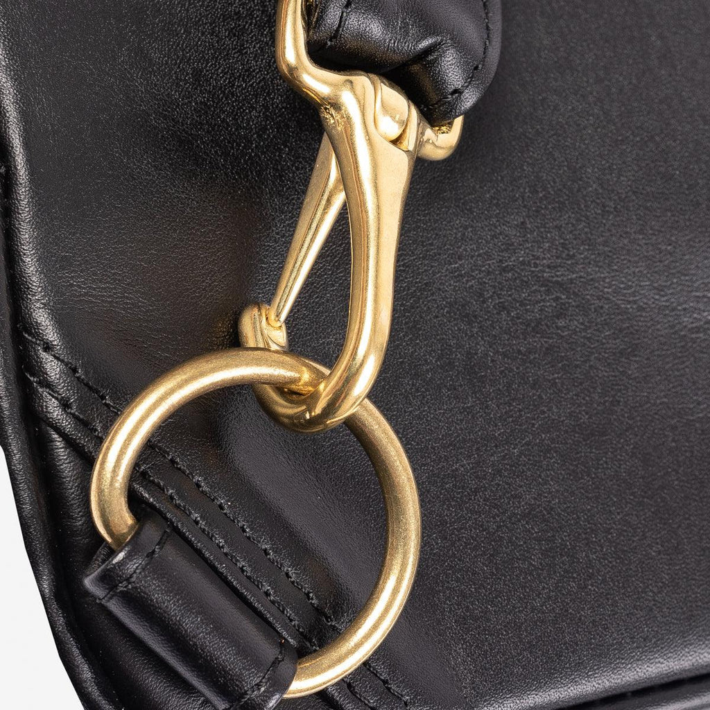 Iron Heart IHE-40 Rectangular Leather Diamond Stitched Shoulder Bag - Black