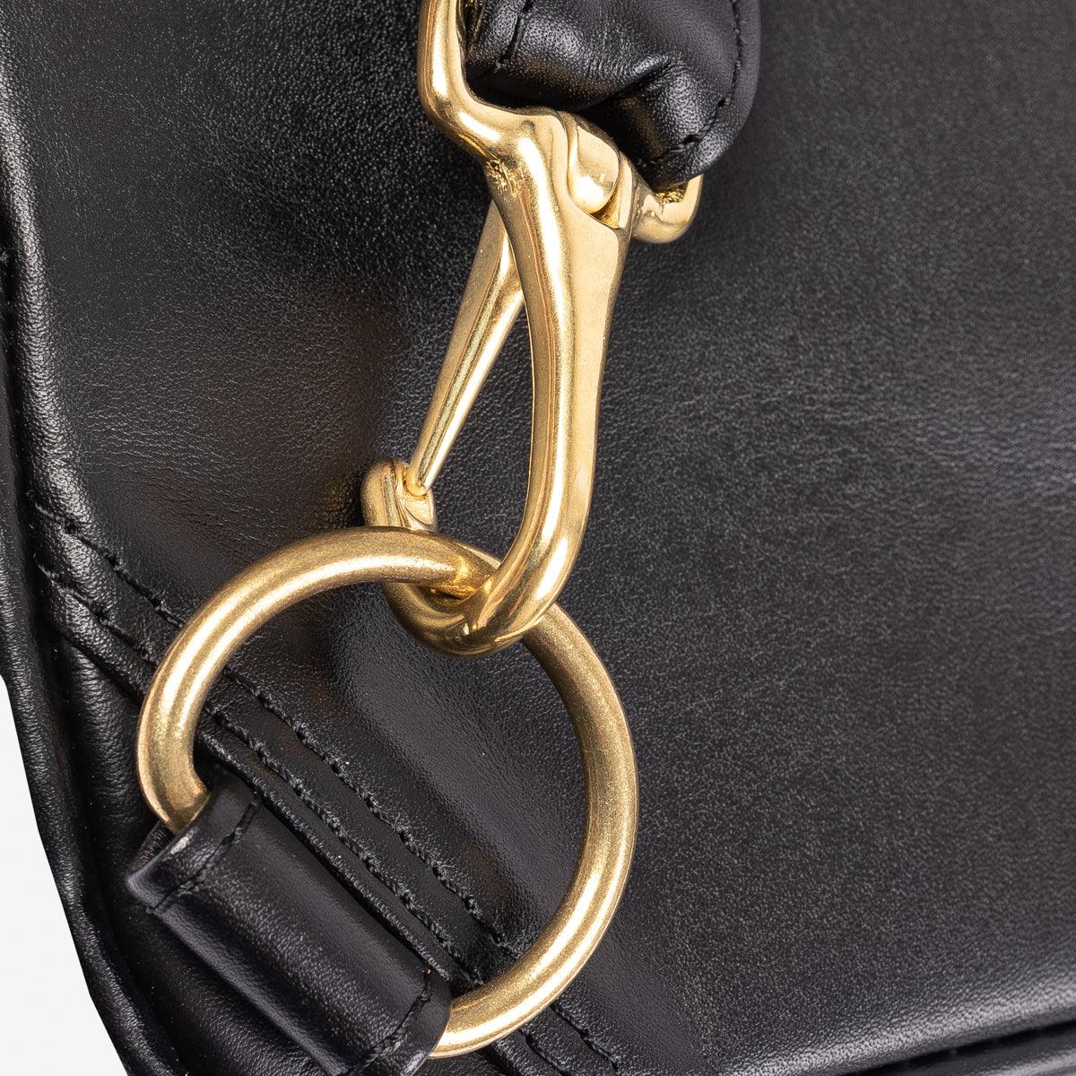 Iron Heart IHE-40 Rectangular Leather Diamond Stitched Shoulder Bag - Black