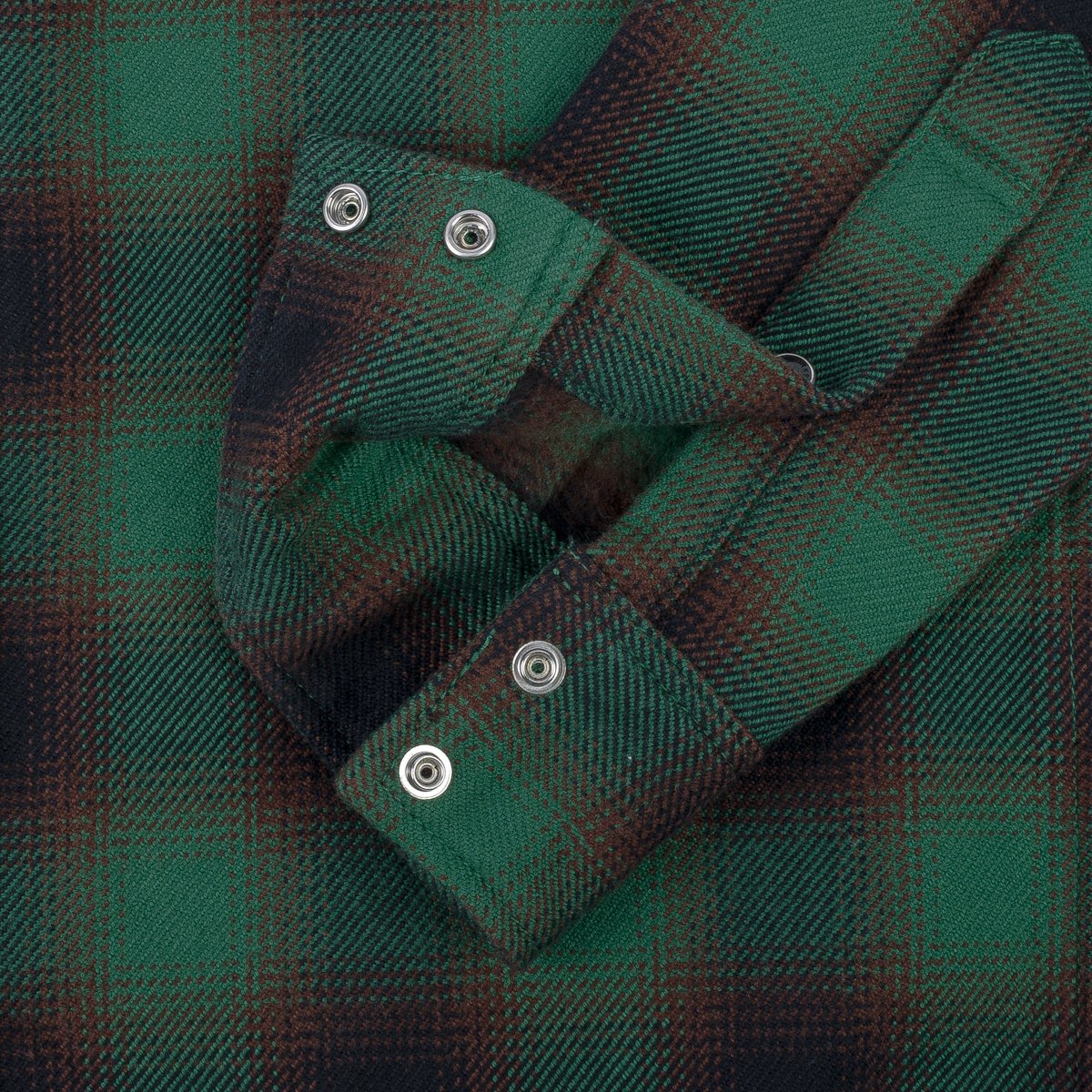 Iron Heart IHSH-373-GRN (FW23) Ultra Heavy Flannel Ombré Check Western Shirt - Green