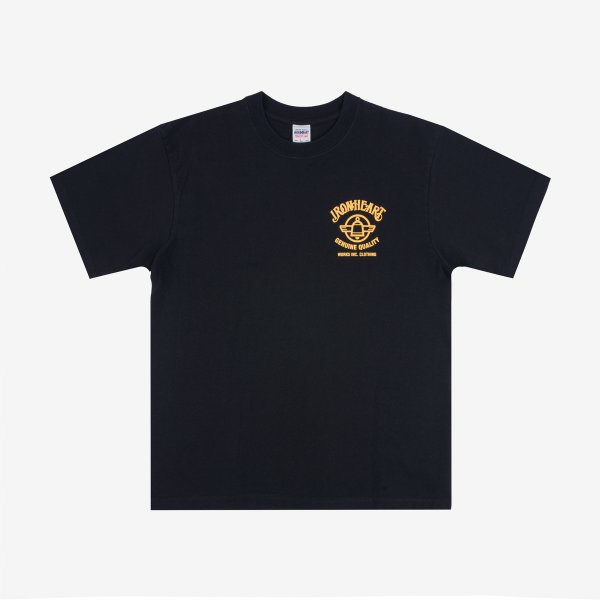 Iron Heart IHT-2403-BLK 7.5oz Printed Loopwheel Crew Neck T-Shirt - Black