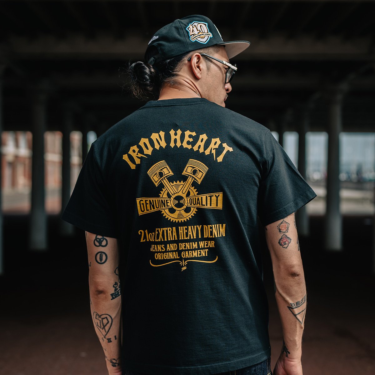 Iron Heart IHT-2403-BLK 7.5oz Printed Loopwheel Crew Neck T-Shirt - Black