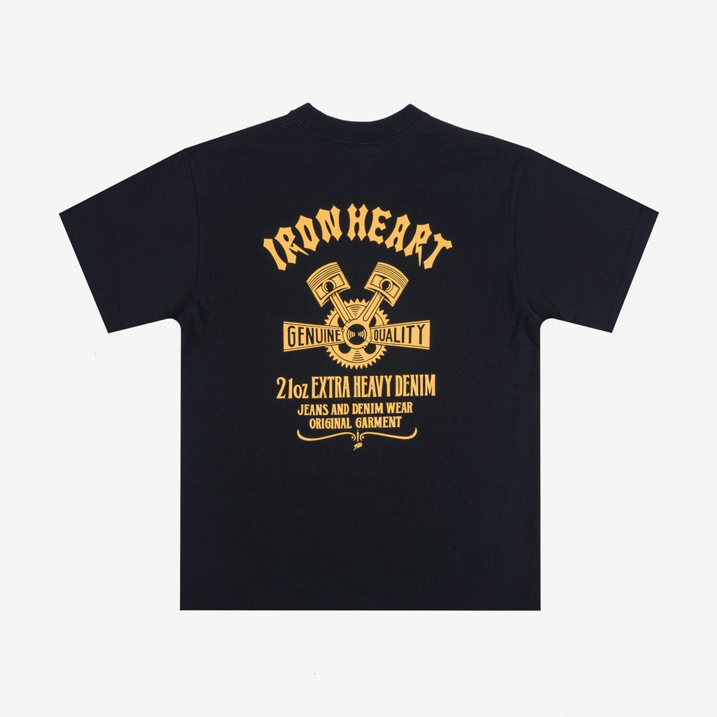 Iron Heart IHT-2403-BLK 7.5oz Printed Loopwheel Crew Neck T-Shirt - Black