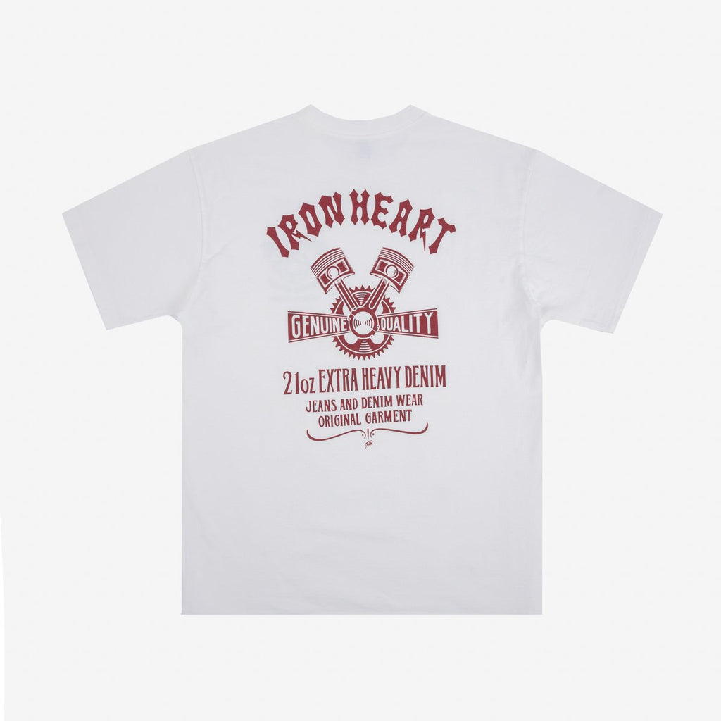 Iron Heart IHT-2403-BLK 7.5oz Printed Loopwheel Crew Neck T-Shirt - White