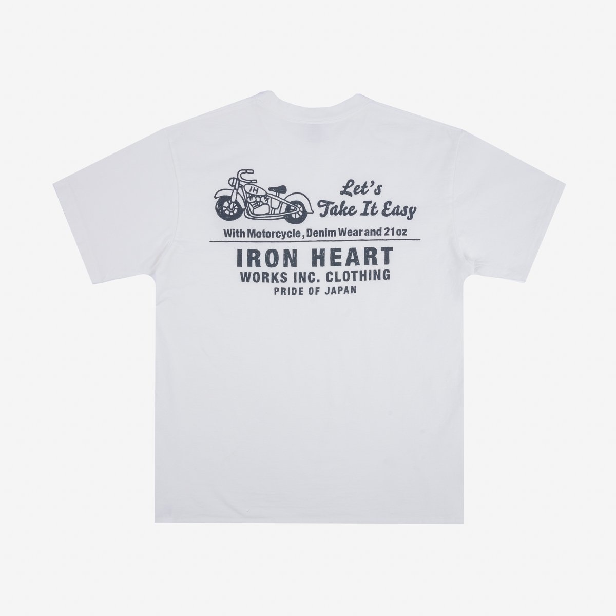 Iron Heart IHT-2404-WHT 7.5oz Printed Loopwheel Crew Neck T-Shirt - White