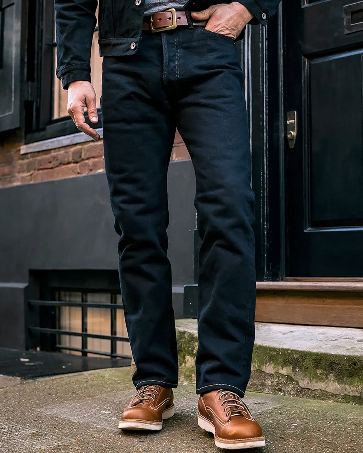 Iron Heart IH-888S-21od 21oz Selvedge Denim Medium/High Rise Tapered Cut Jeans - Indigo Overdyed Black