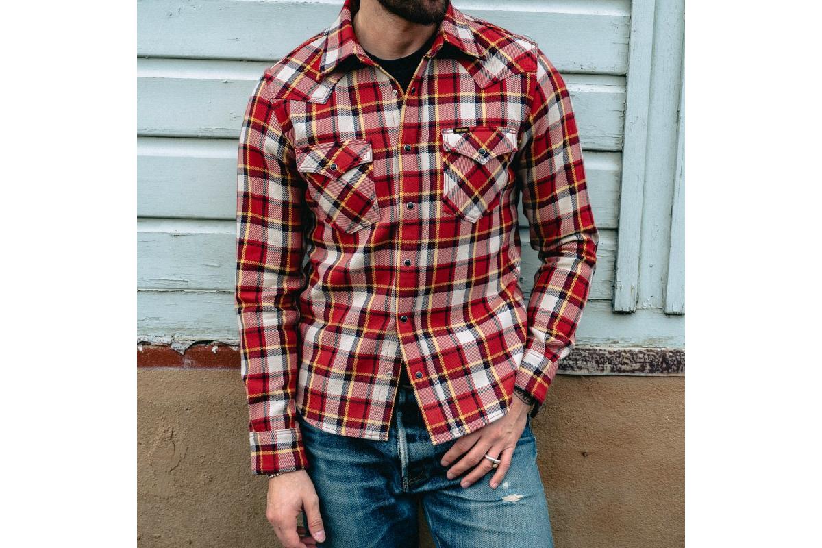 Iron Heart IHSH-340-RED Ultra Heavy Flannel Classic Check Western Shirt
