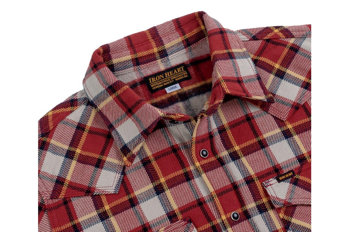 Iron Heart IHSH-340-RED Ultra Heavy Flannel Classic Check Western Shirt