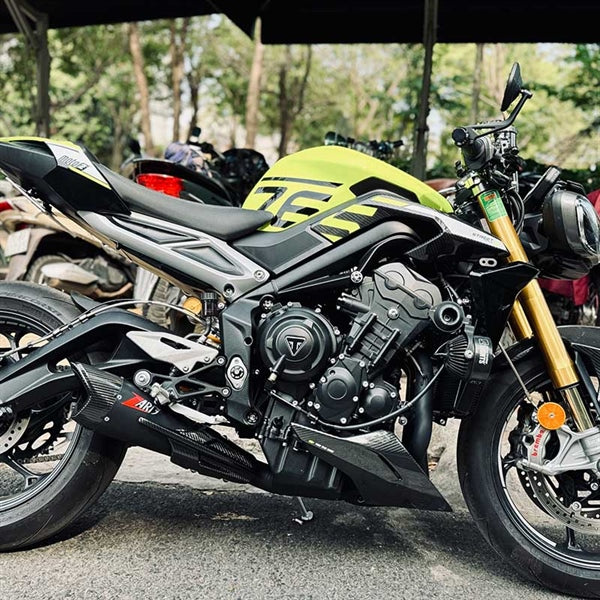 Pô Zard Street Triple 765 2023 - Full Kit - Carbon End Cap + Black Coating