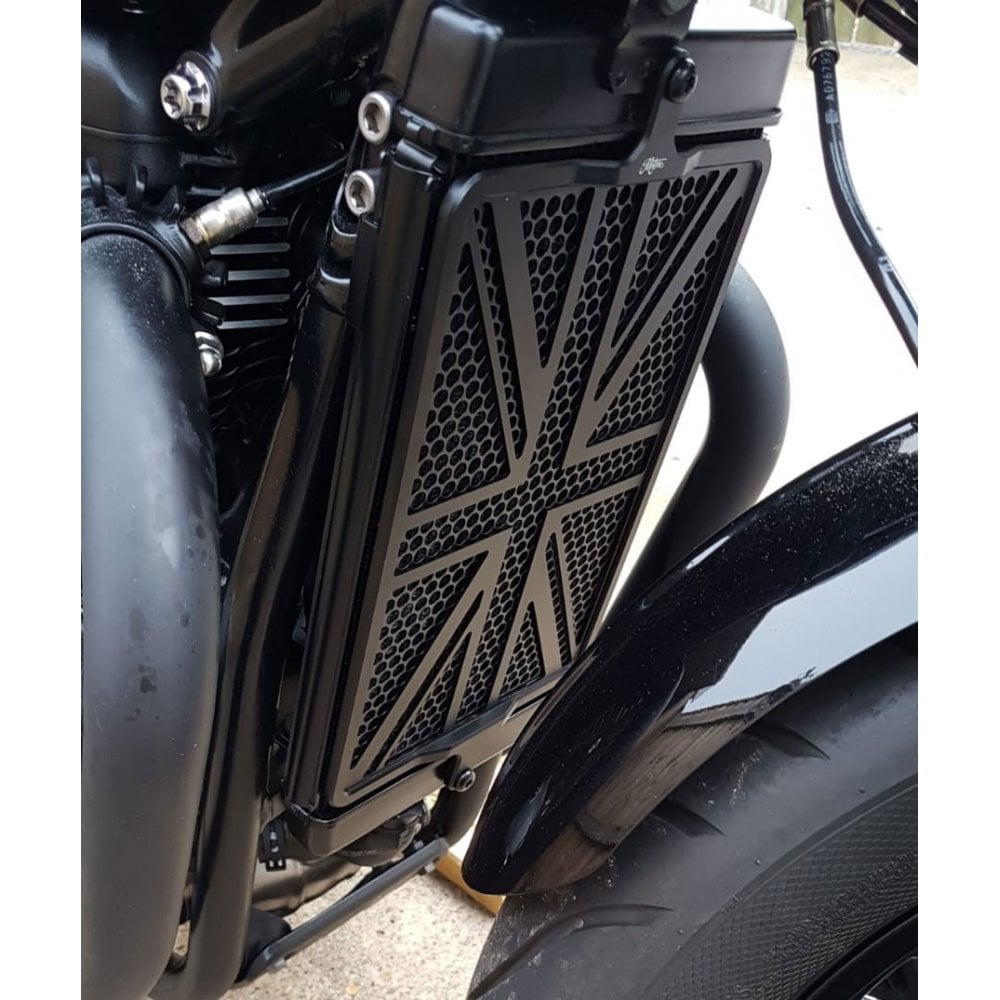 Motone Union Jack Radiator Guard - Black - KNS002