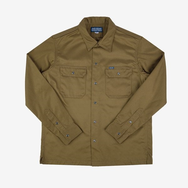 Iron Heart IHSH-383-BRN-BEI-NP (SS24) 9oz T/C Mechanic Shirt-(No Print)