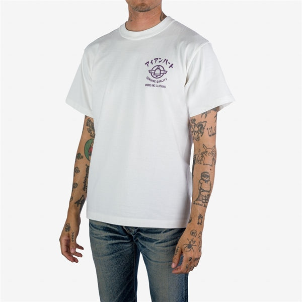Iron Heart IHPT-2305-WHT 7.5oz Printed Loopwheel Crew Neck T-Shirt