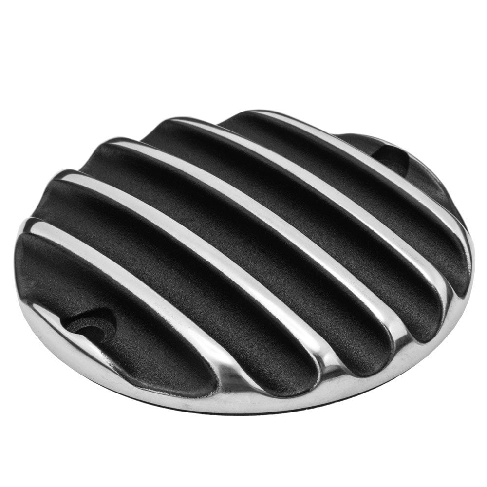 Motone Ribbed Black Polished Rib Contrast Finish Clutch Cover - MMU036
