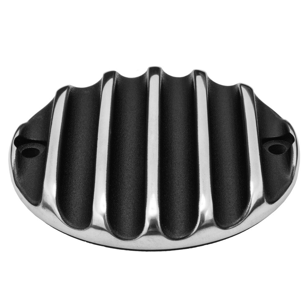 Motone Ribbed Black Polished Rib Contrast Finish Clutch Cover - MMU036
