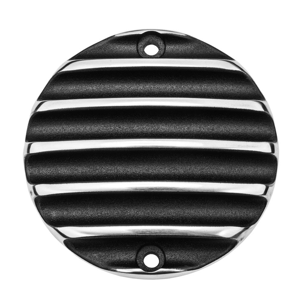 Motone Ribbed Black Polished Rib Contrast Finish Clutch Cover - MMU036
