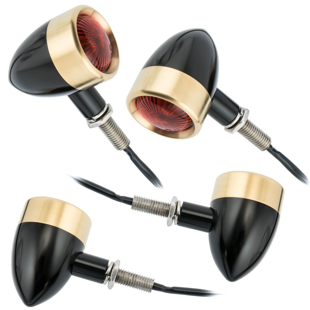 Motone Custom Billet Indicator Kit - Black/BRASS Bezels - 2xXNM003