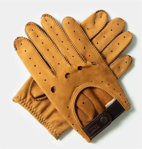 Cafe Triton Driving Gloves Suede Brown Nubuck
