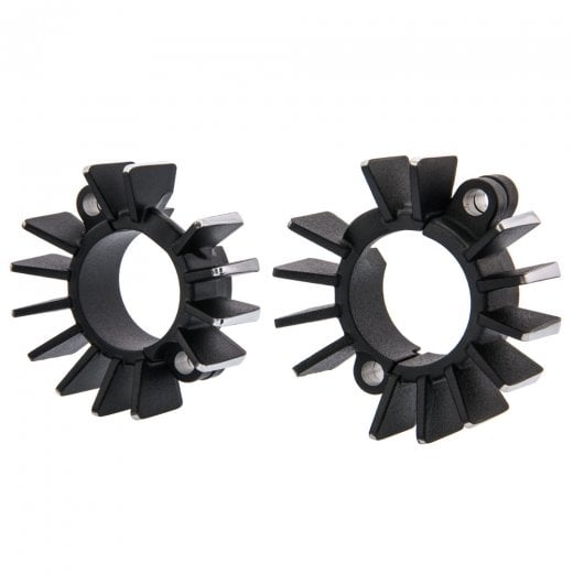 Motone LC Finned Exhaust Clamps - Matte Black Polished Edge - MMU505
