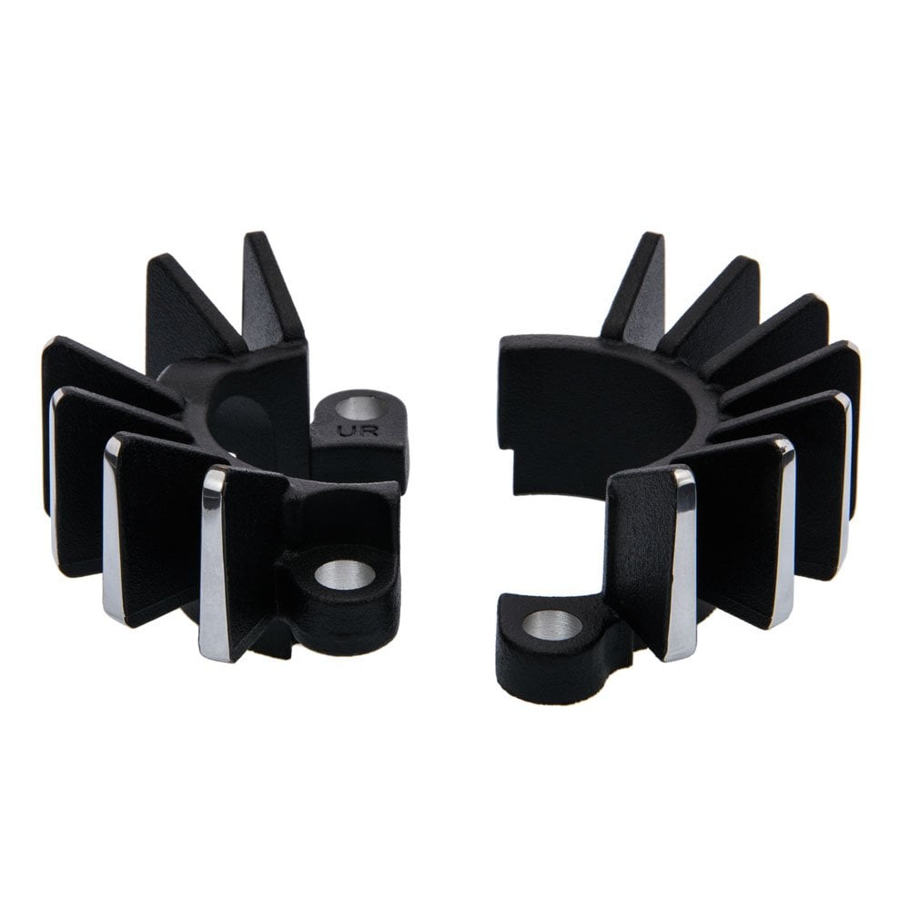 Motone LC Finned Exhaust Clamps - Matte Black Polished Edge - MMU505