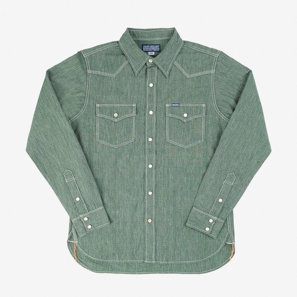 Iron Heart IHSH-289 Mock Twist Selvedge Chambray Western Shirt